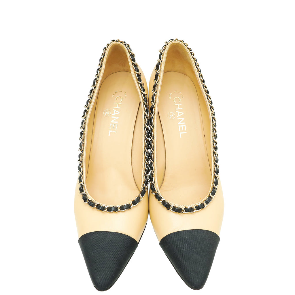 Chanel Bicolor Chain Detail Pumps 41.5