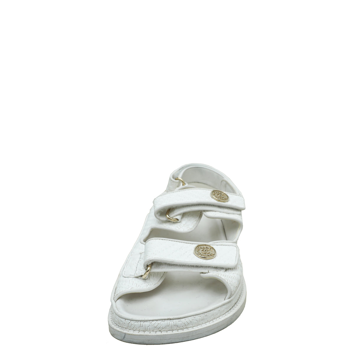 Chanel White CC Button Logo Dad Sandals 41