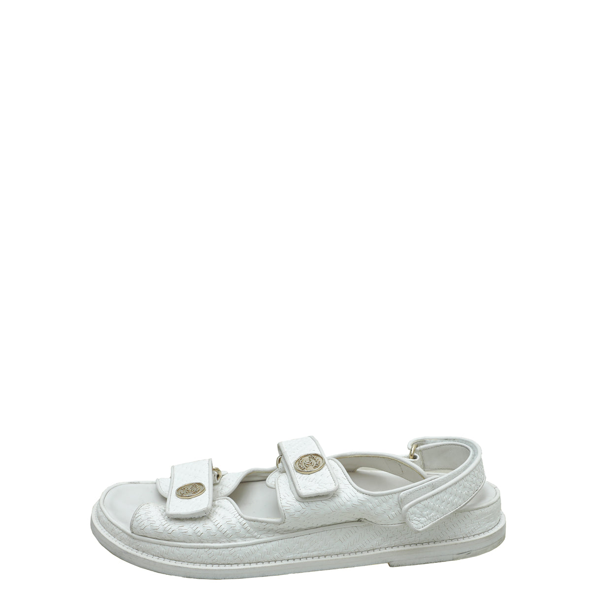 Chanel White CC Button Logo Dad Sandals 41