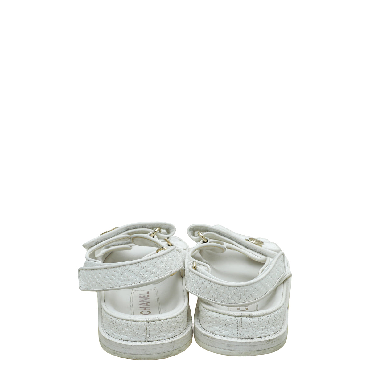 Chanel White CC Button Logo Dad Sandals 41