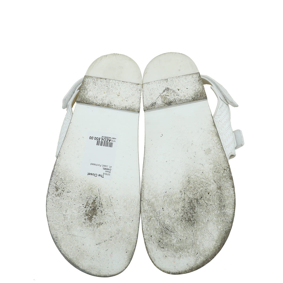 Chanel White CC Button Logo Dad Sandals 41