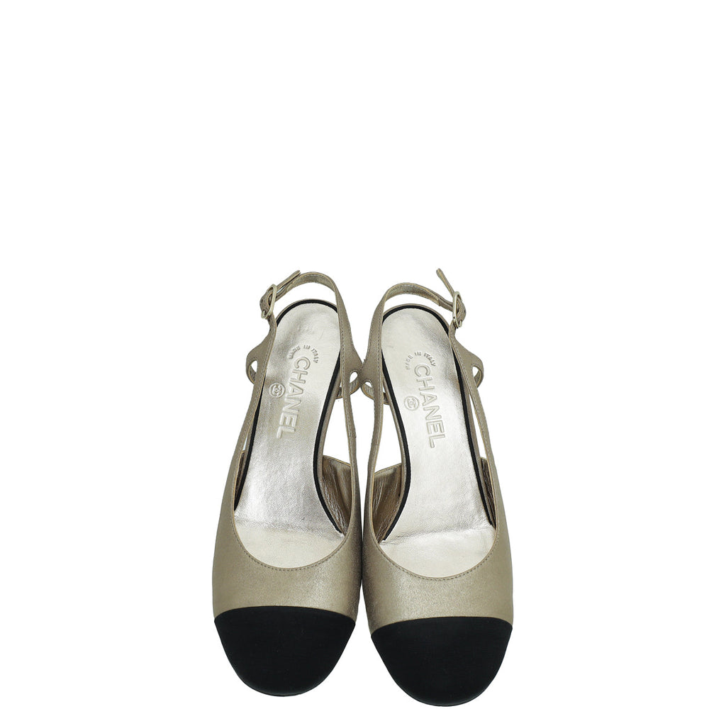 Chanel Bicolor CC Cap Toe Slingback Pump 41