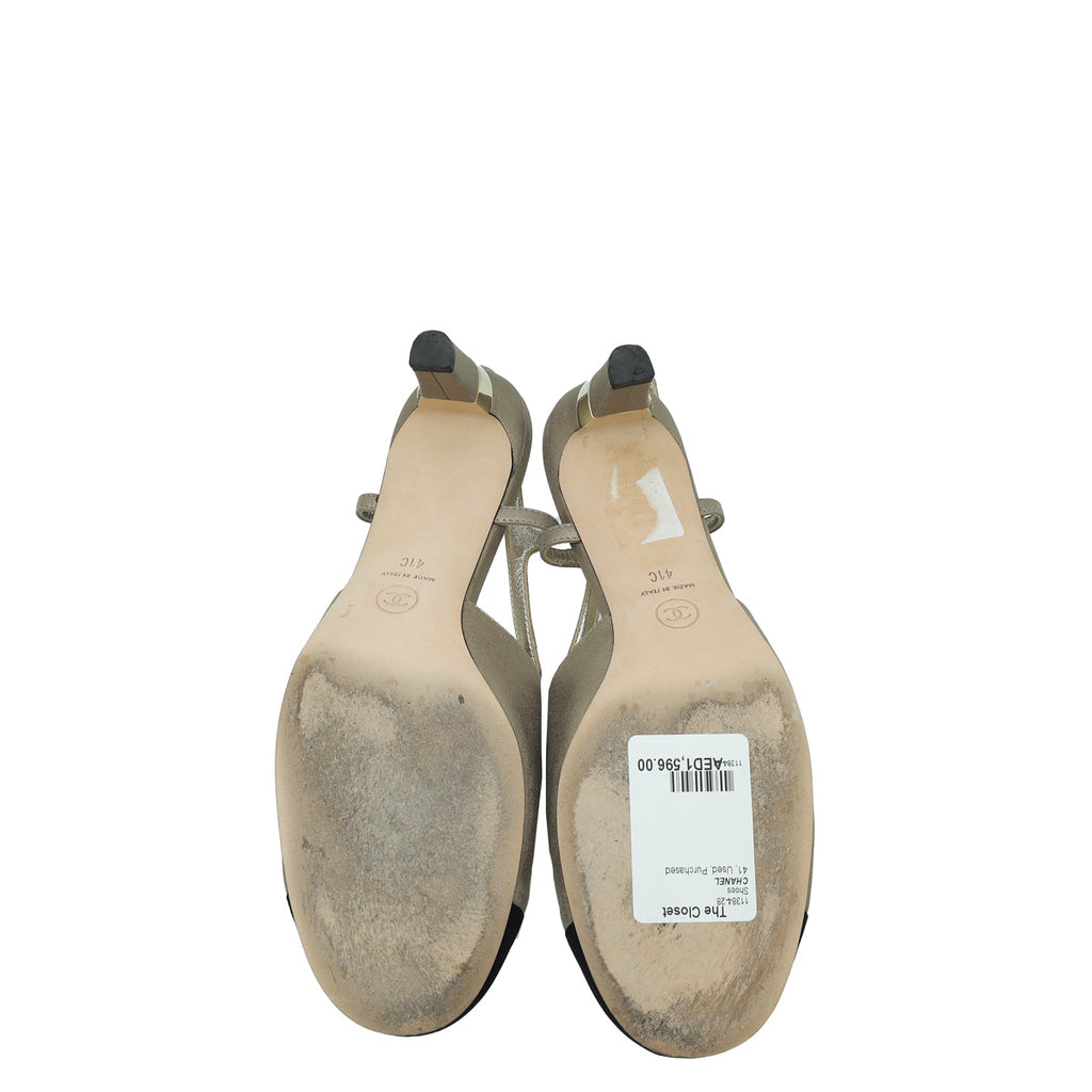 Chanel Bicolor CC Cap Toe Slingback Pump 41