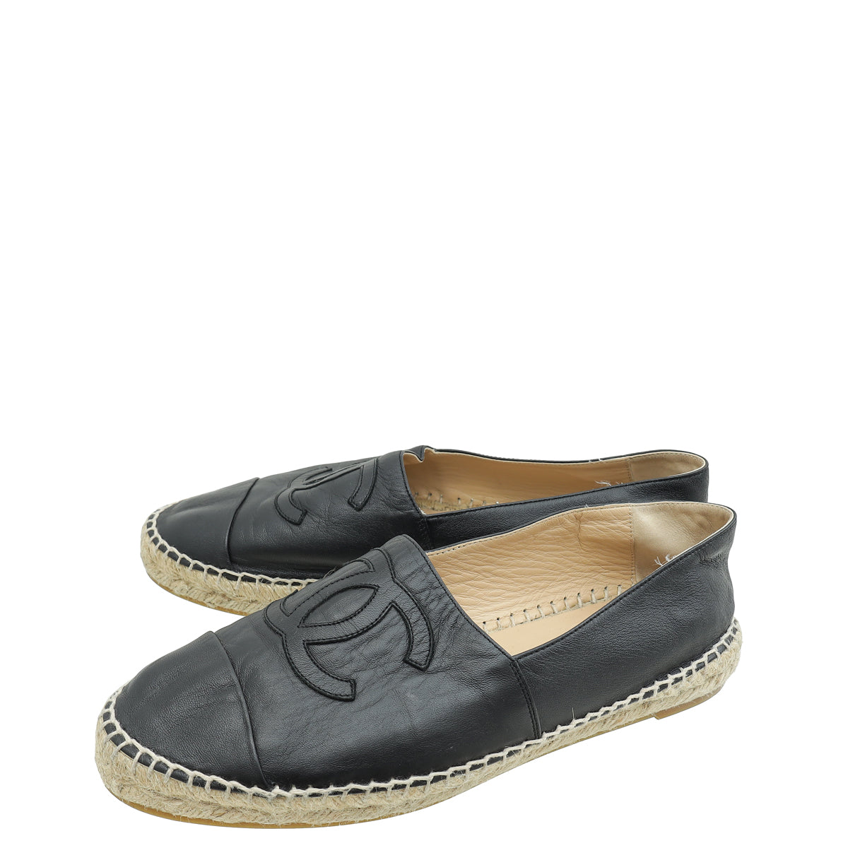 Chanel Black CC Cap Toe Espadrille 41