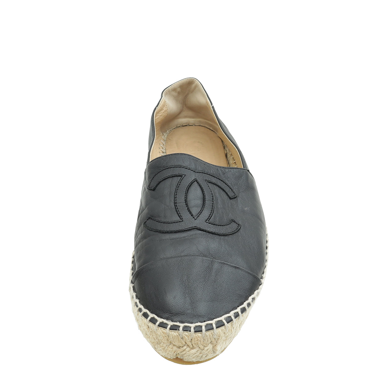 Chanel Black CC Cap Toe Espadrille 41