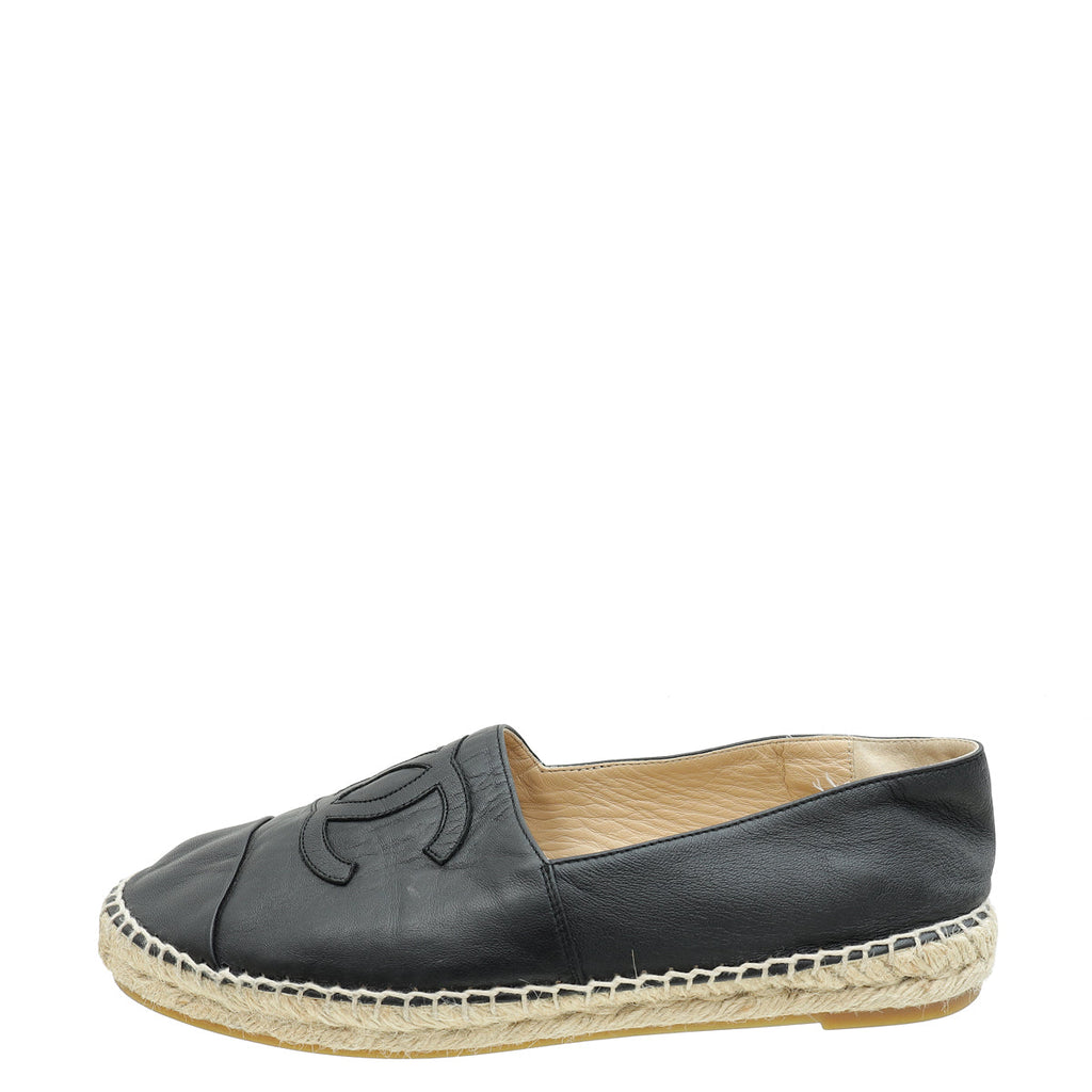 Chanel Black CC Cap Toe Espadrille 41