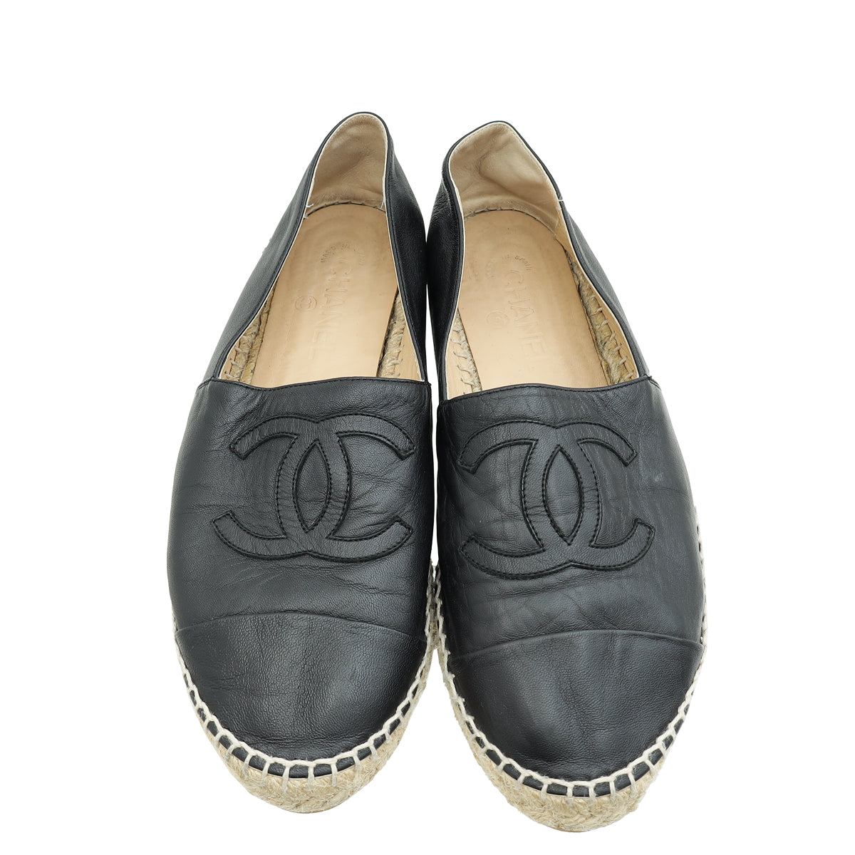 Chanel Black CC Cap Toe Espadrille 41