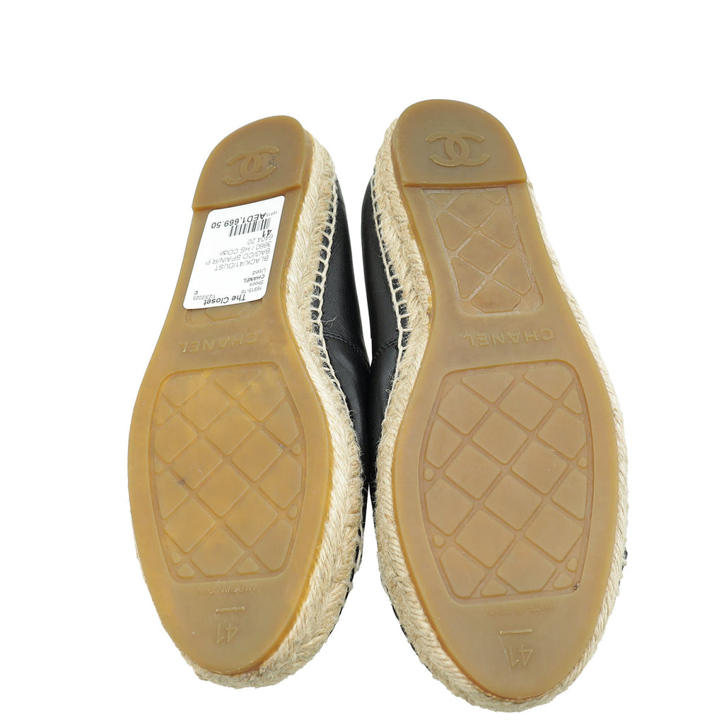 Chanel Black CC Cap Toe Espadrille 41