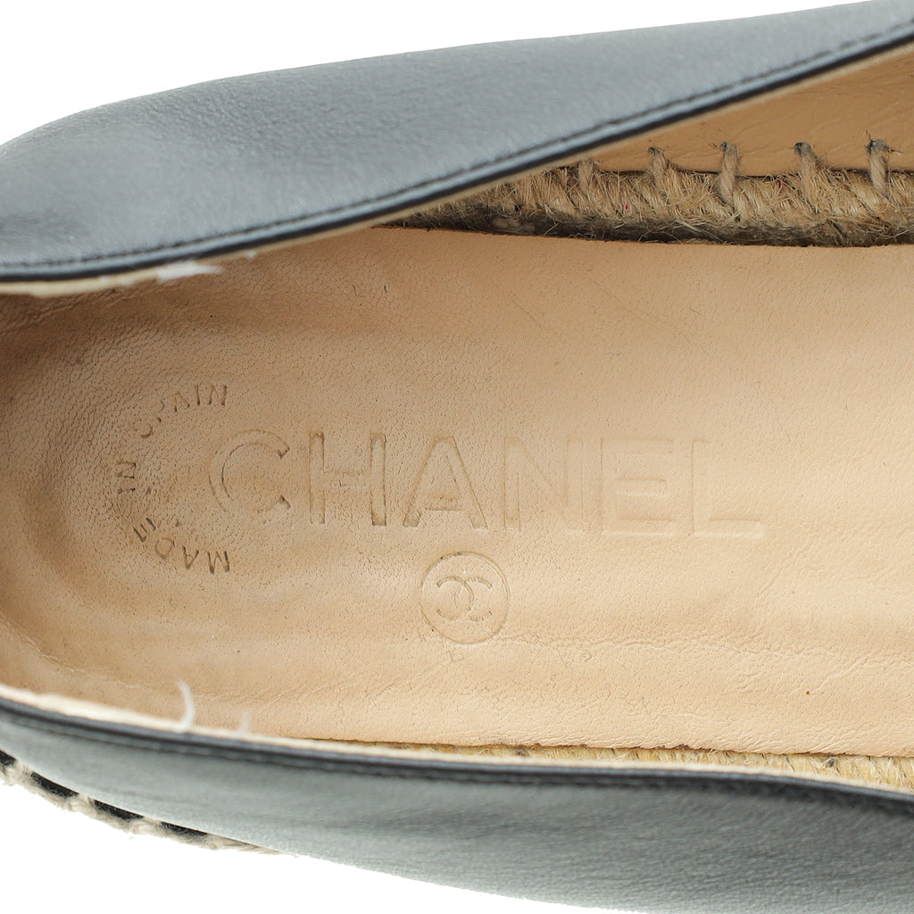 Chanel Black CC Cap Toe Espadrille 41