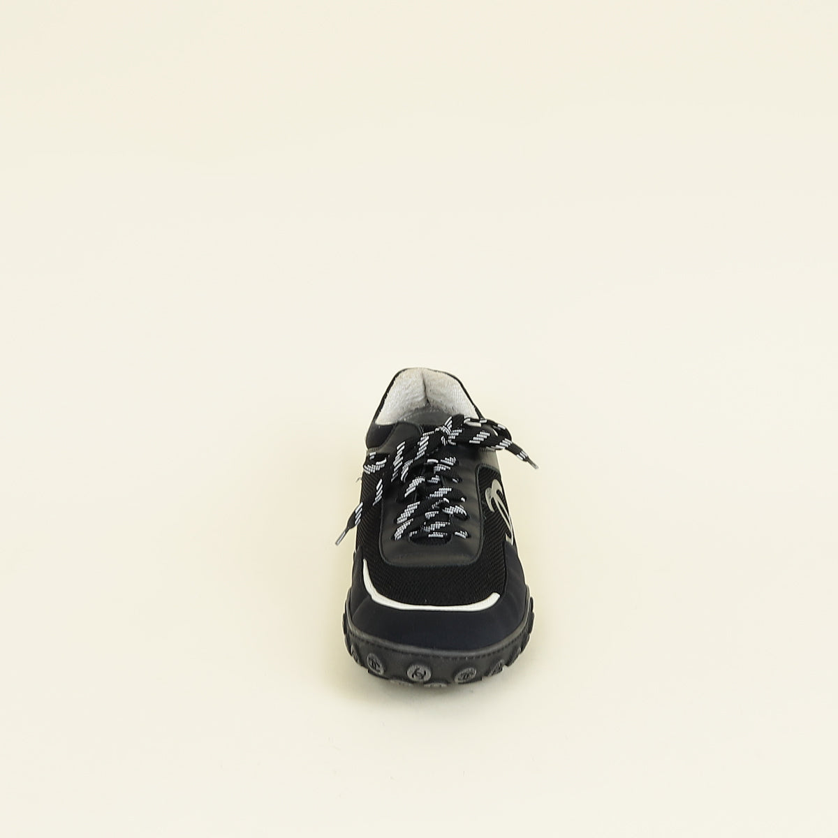 Chanel Black Logo Lace Up Sneakers 42