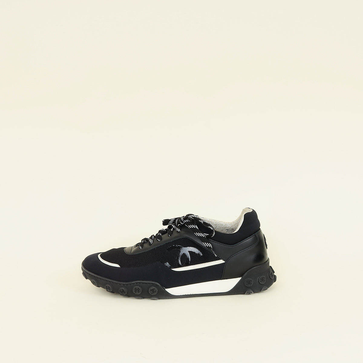 Chanel Black Logo Lace Up Sneakers 42