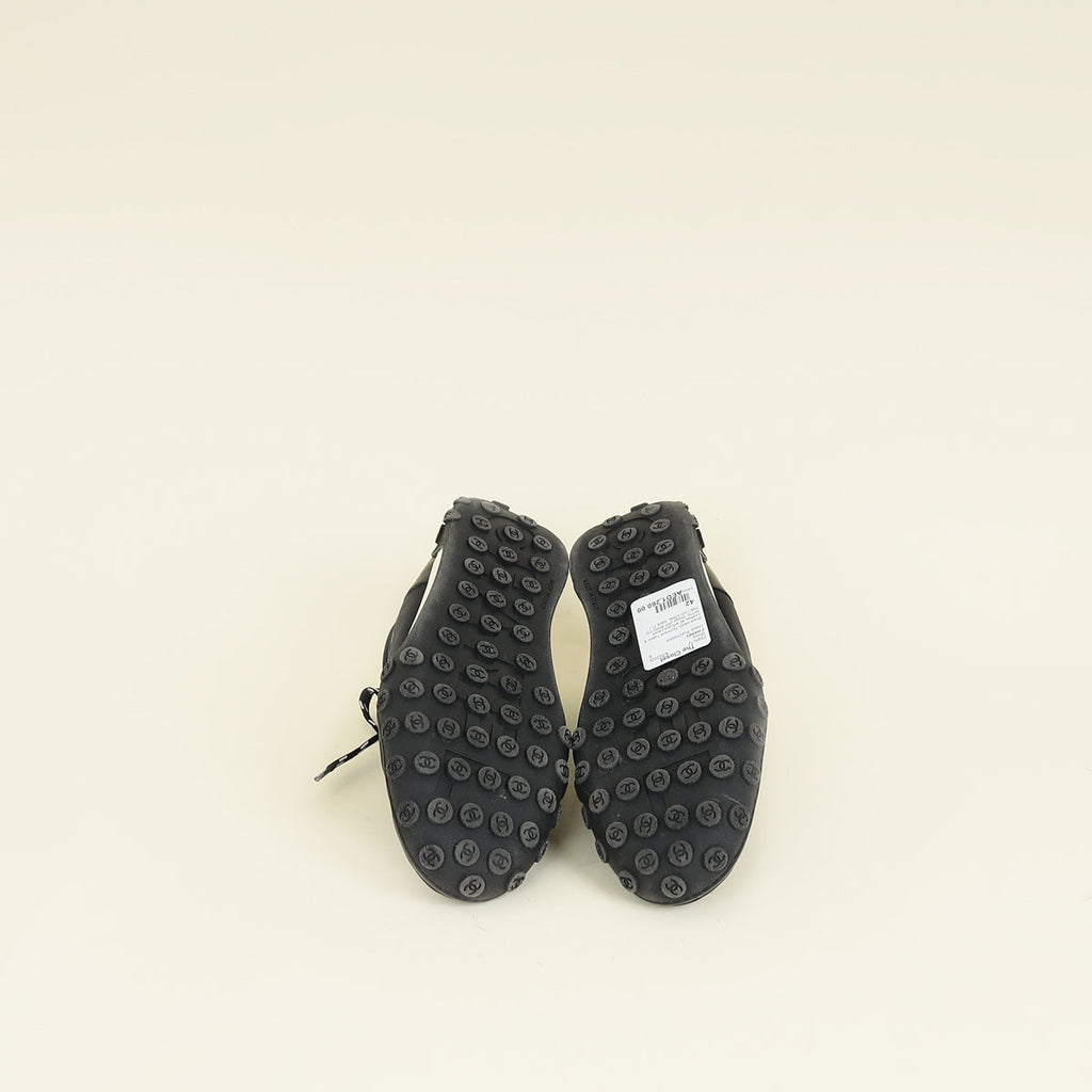 Chanel Black Logo Lace Up Sneakers 42