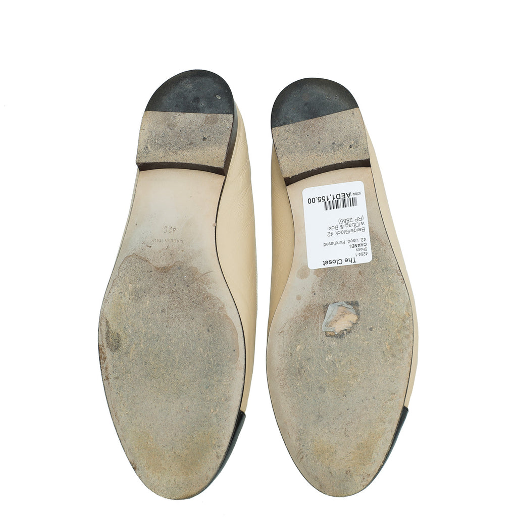 Chanel Bicolor CC Cap Toe Ballet Flats 42