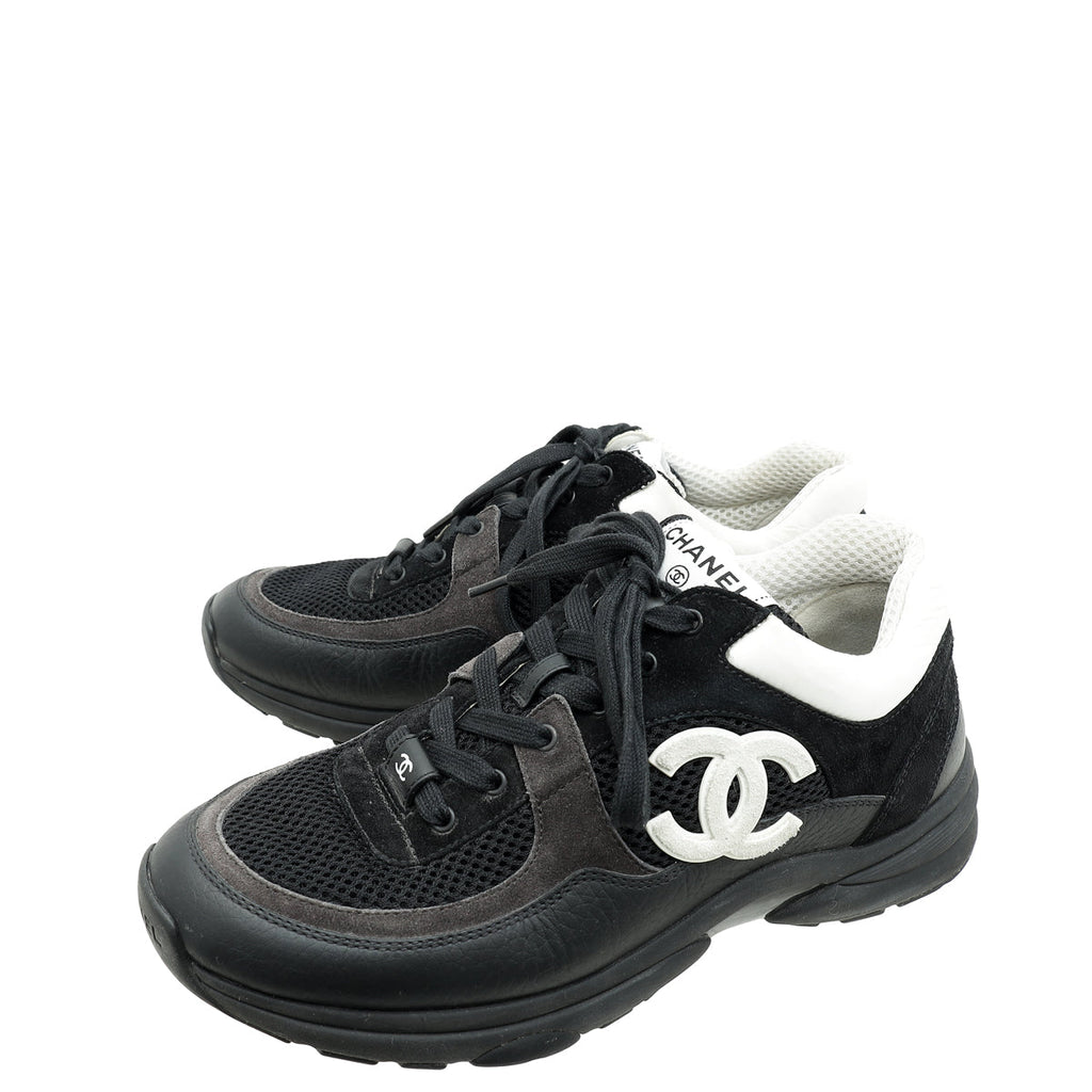 Chanel Bicolor CC Lace Up Sneakers 39