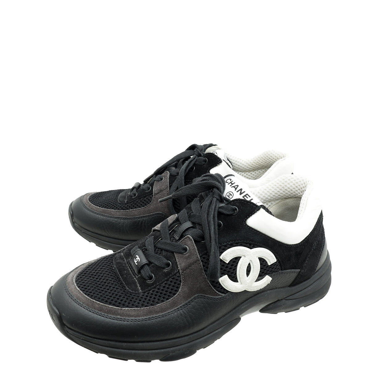 Chanel Bicolor CC Lace Up Sneakers 39