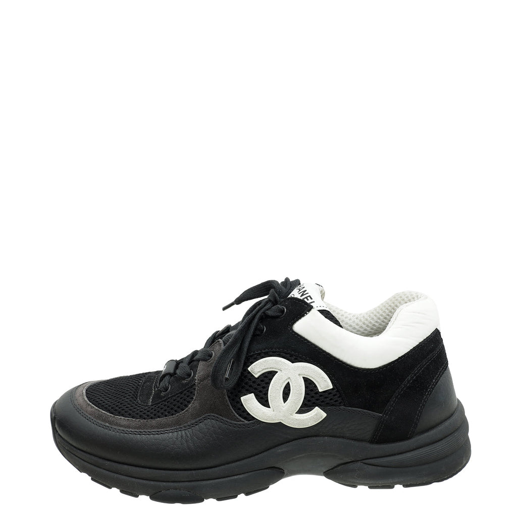 Chanel Bicolor CC Lace Up Sneakers 39