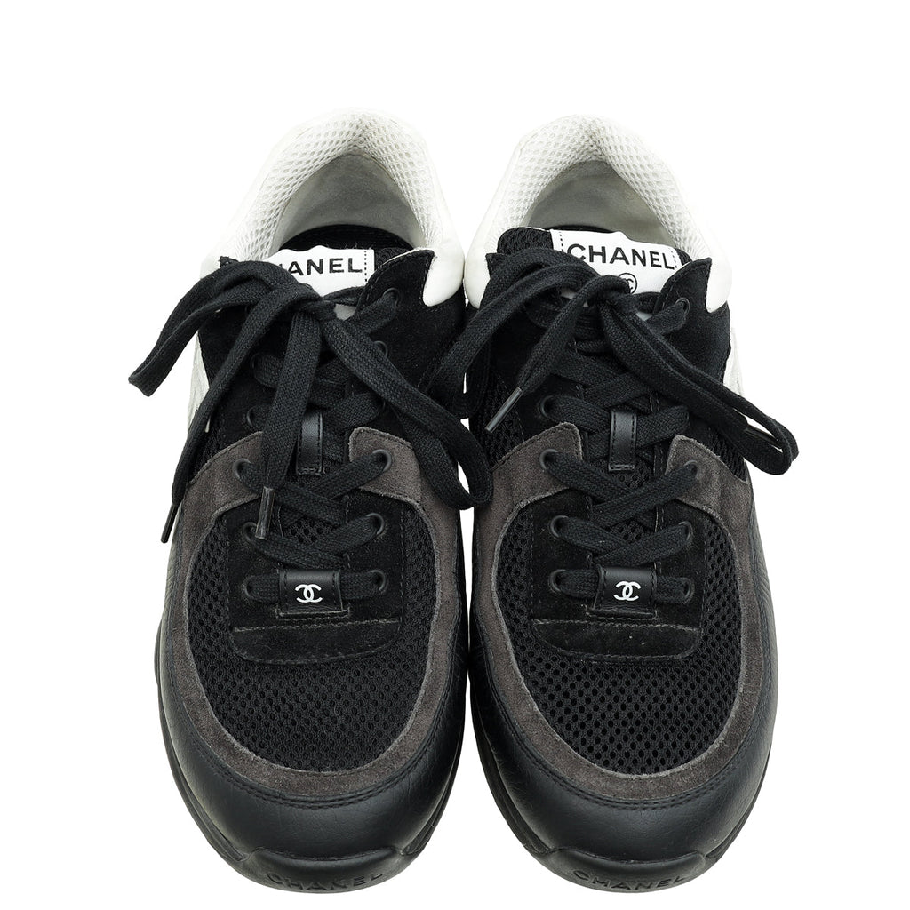 Chanel Bicolor CC Lace Up Sneakers 39