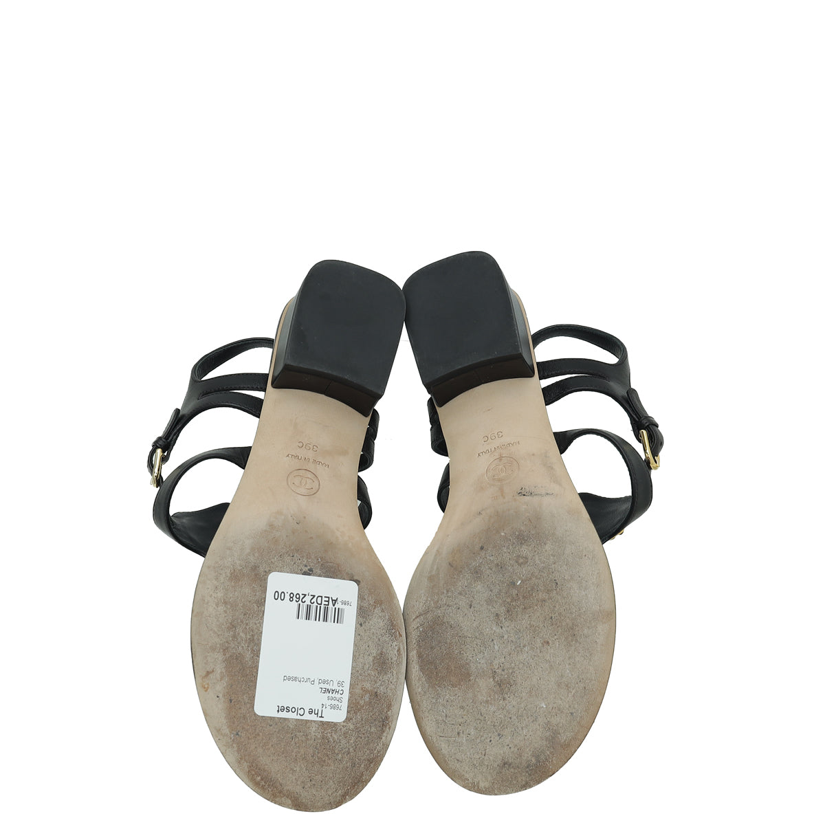 Chanel Black CC Crystal Thong Sandal 39
