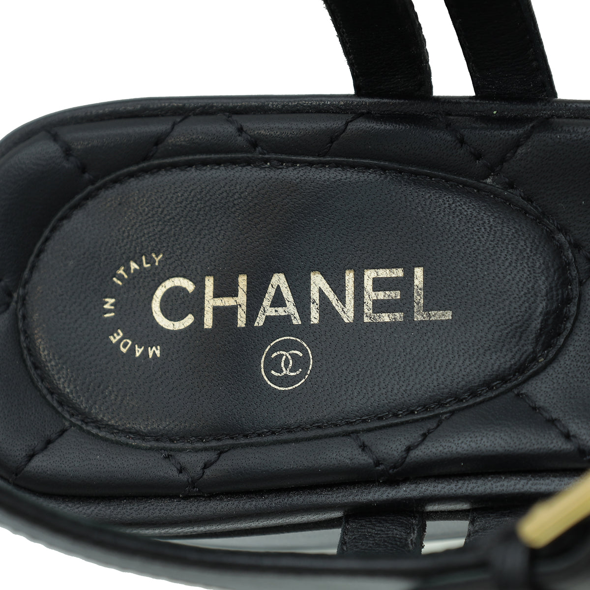 Chanel Black CC Crystal Thong Sandal 39
