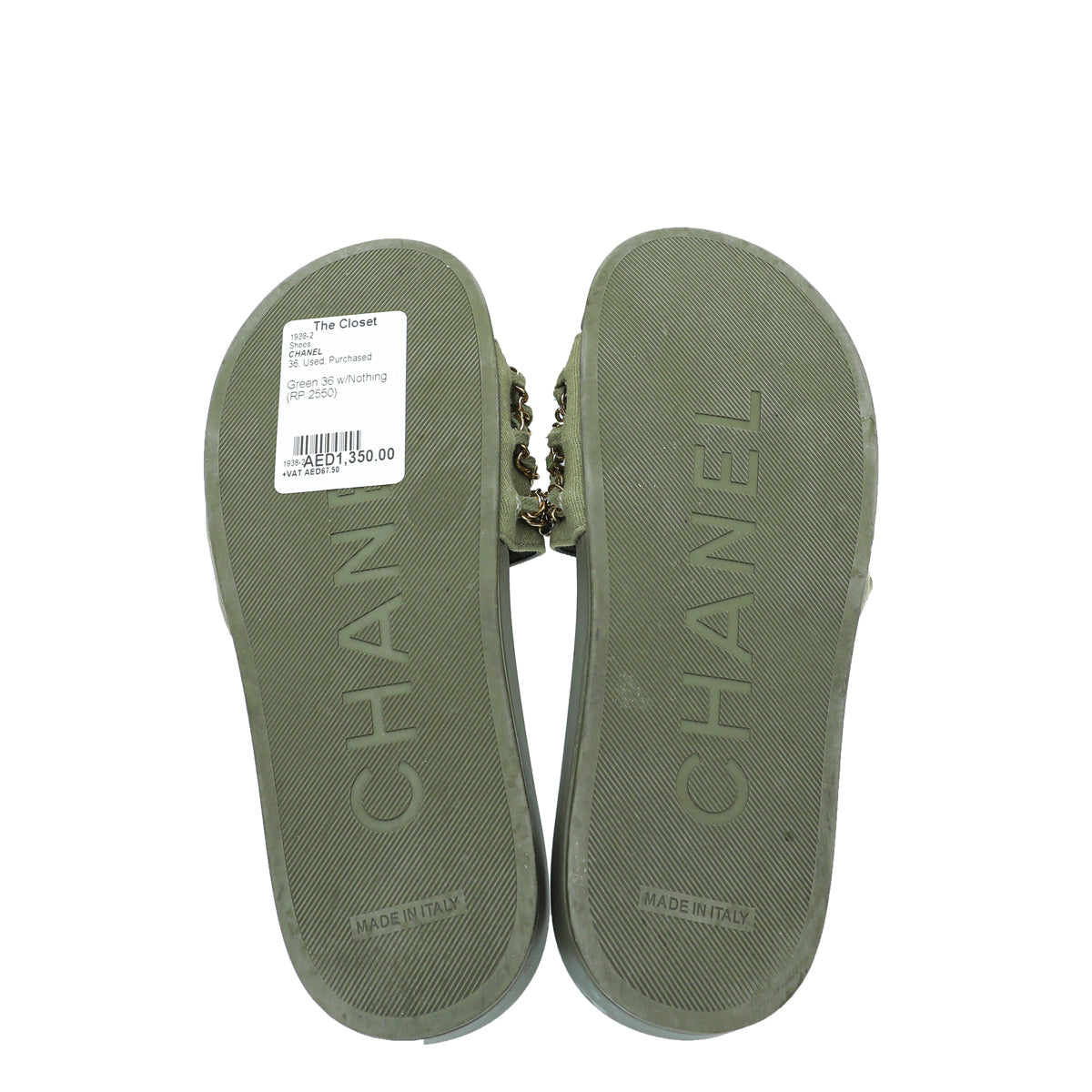 Chanel Green Mule Pool Chain Slides 36