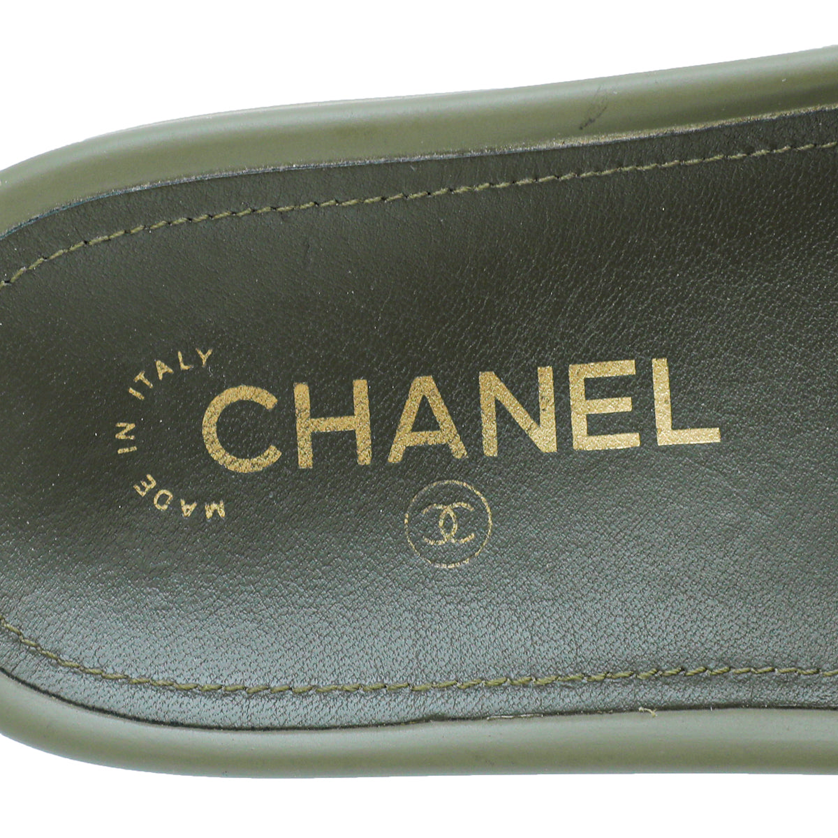 Chanel Green Mule Pool Chain Slides 36