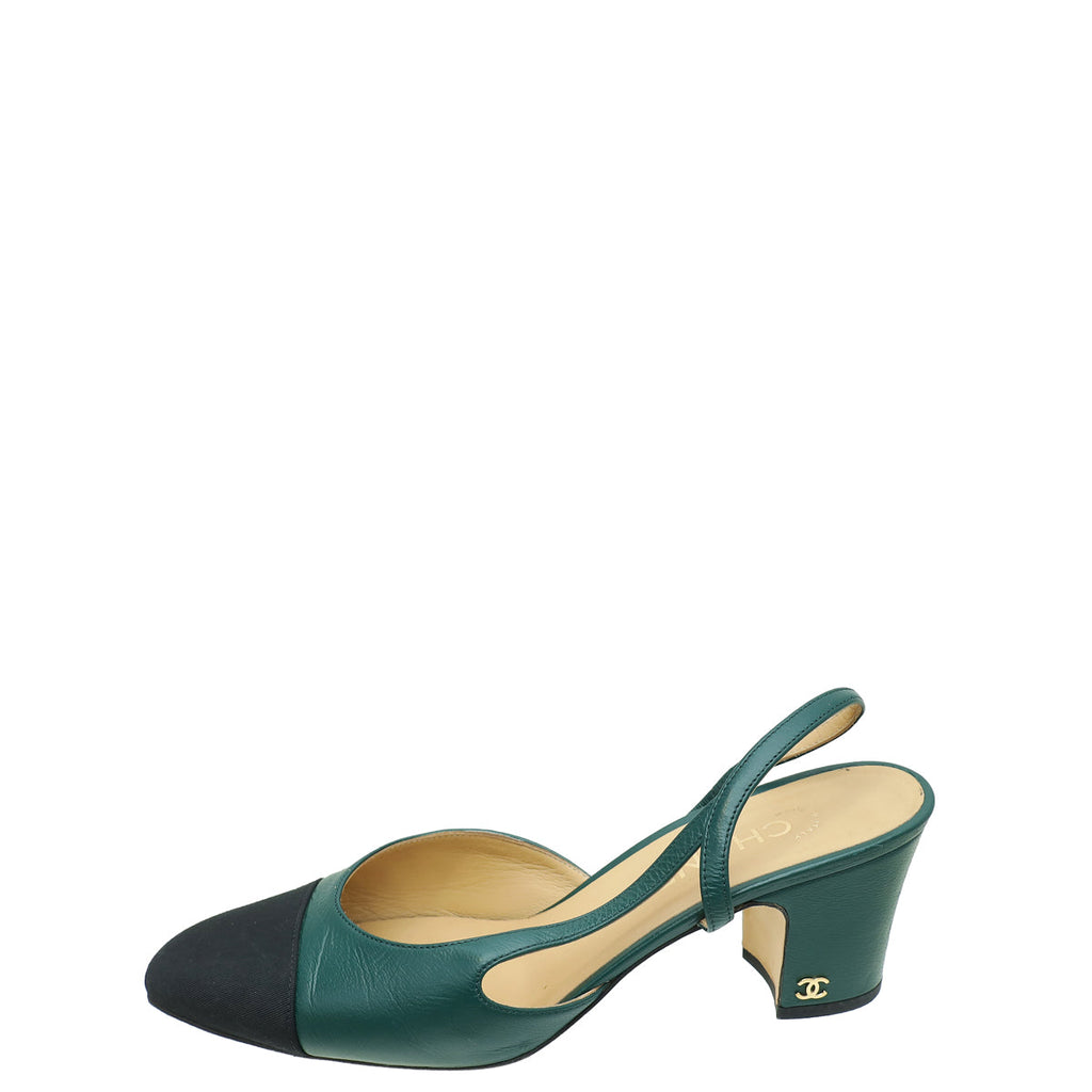 Chanel Bicolor CC Cap Toe Slingback Pump 39