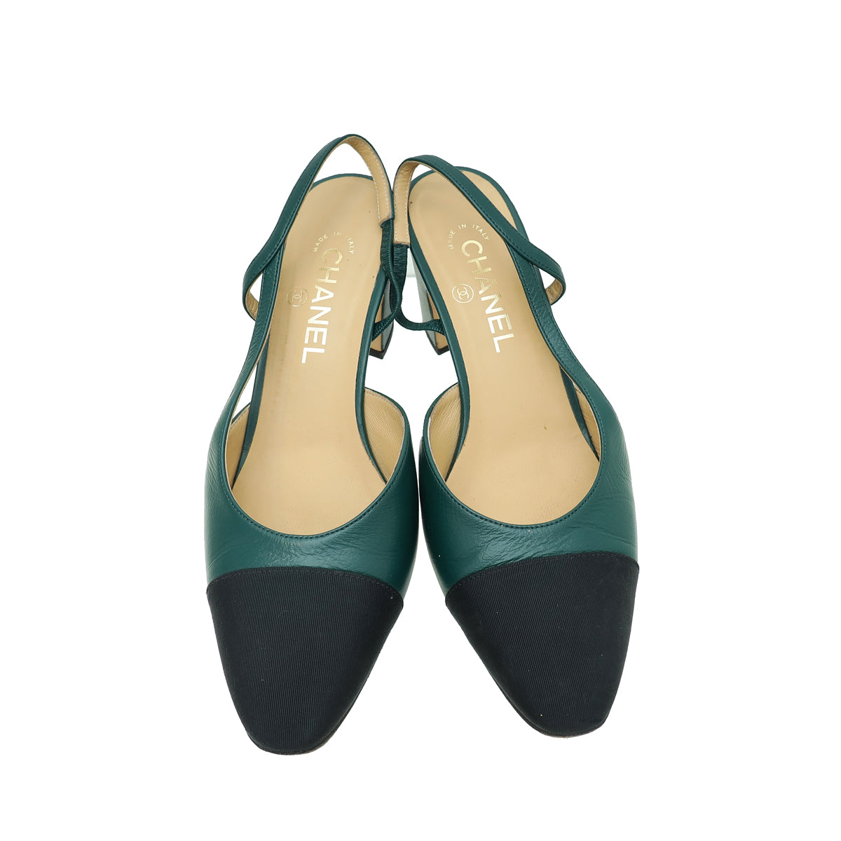 Chanel Bicolor CC Cap Toe Slingback Pump 39
