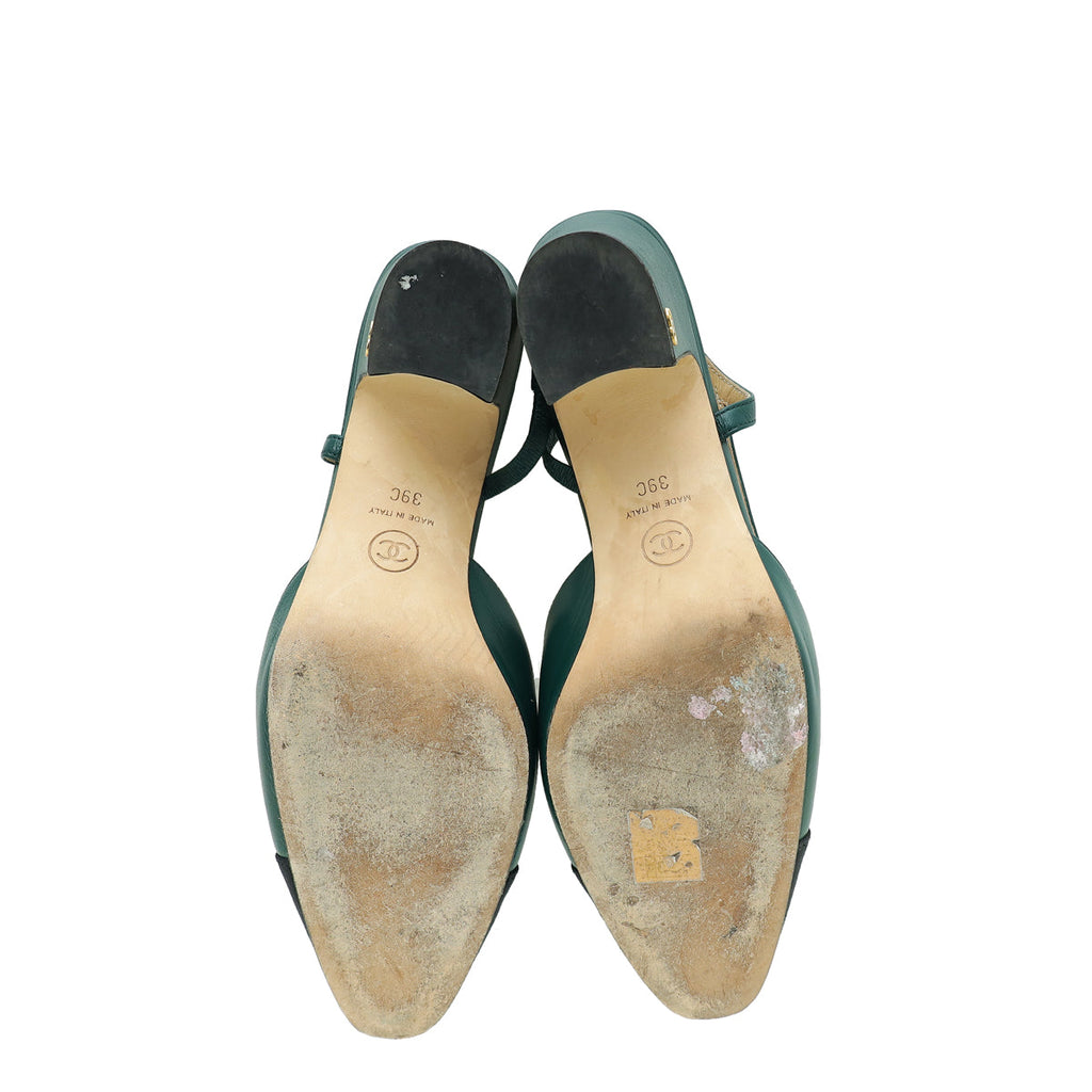 Chanel Bicolor CC Cap Toe Slingback Pump 39