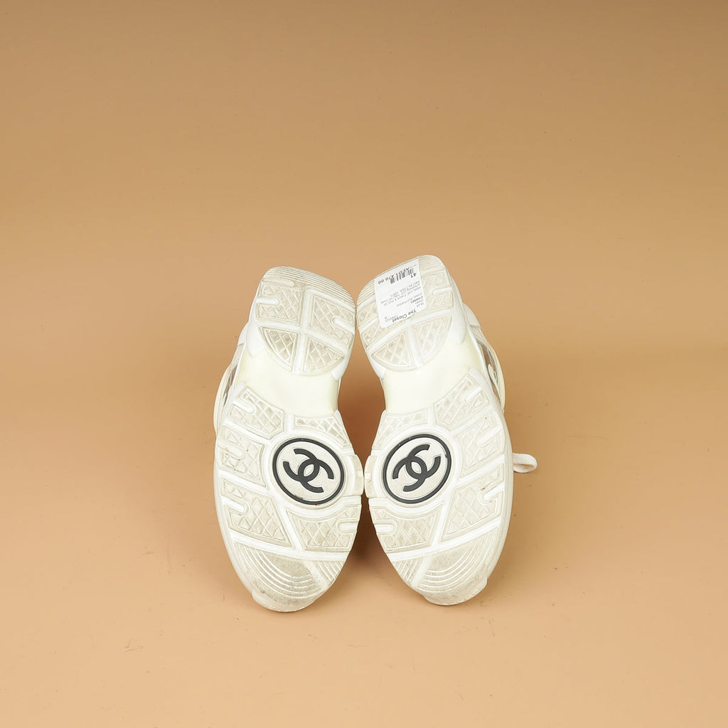 Chanel White PVC Lace Up Sneakers 41