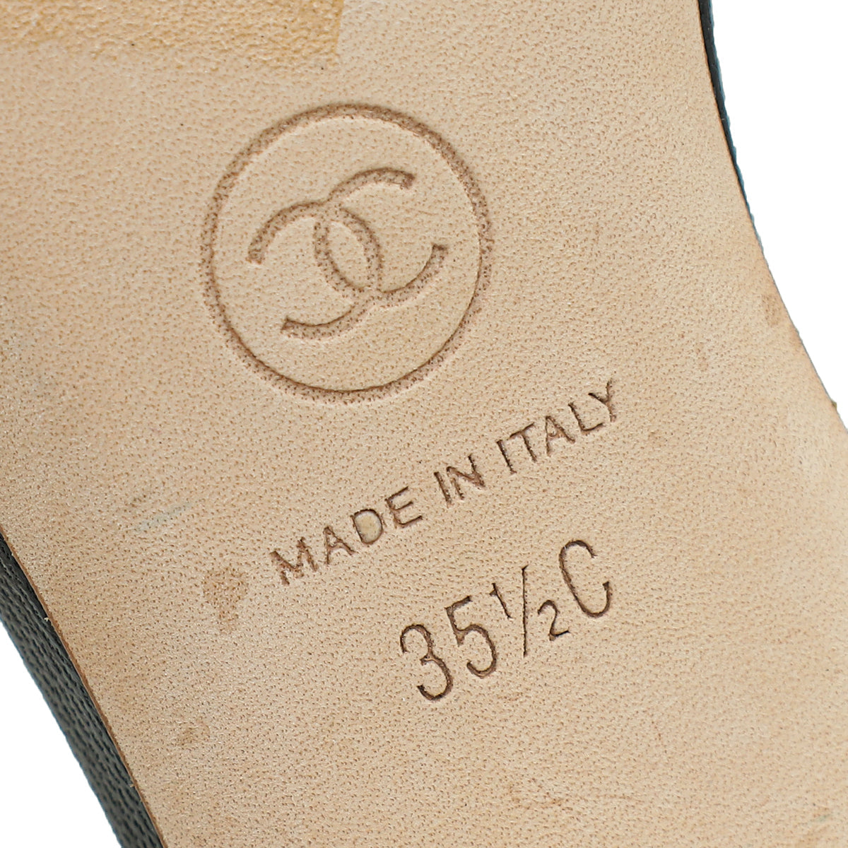 Chanel Beige CC Pearl Heel Sandal 35.5