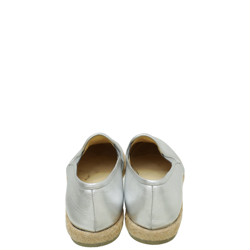 Chanel Silver CC Flat Espadrille 35.5