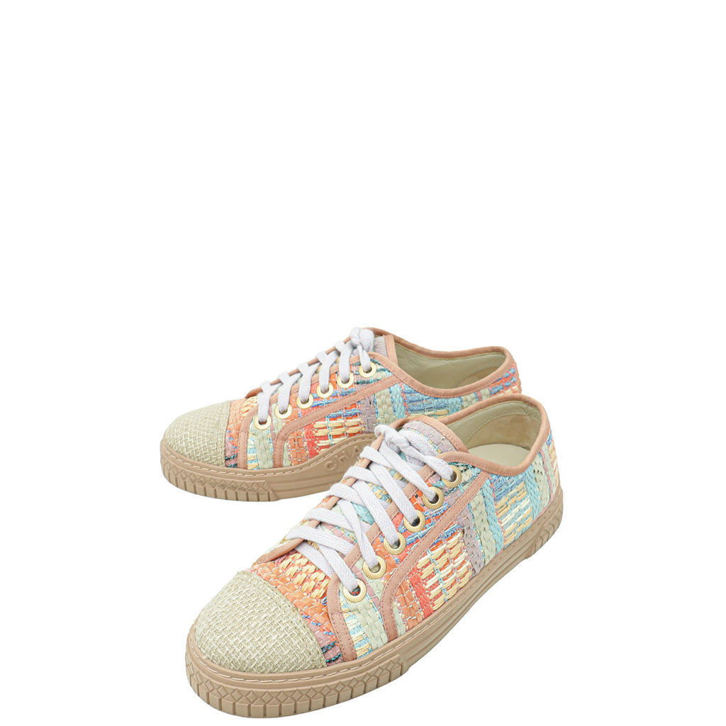 Chanel Multicolor Tweed Low Top Sneakers 36
