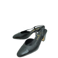Chanel Black CC Cap Toe Slingback 36.5