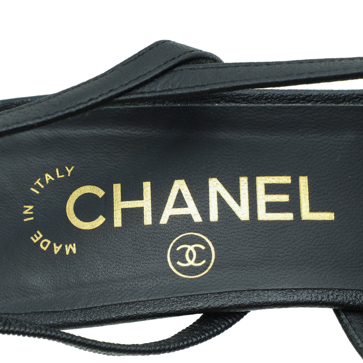 Chanel Black CC Cap Toe Slingback 36.5