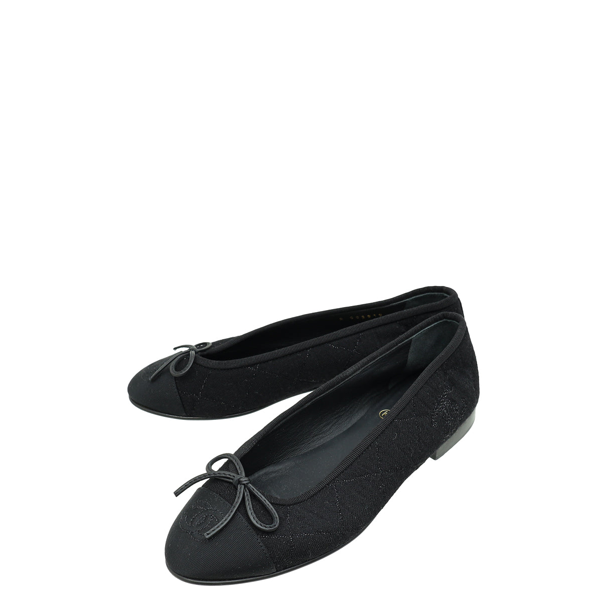 Chanel Black CC Cap Toe Jersey Flat Ballerina 36.5