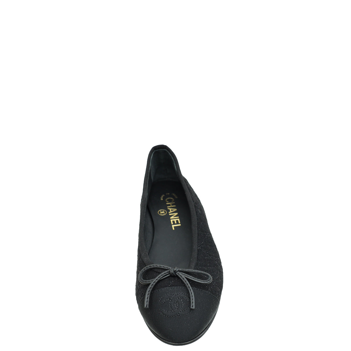 Chanel Black CC Cap Toe Jersey Flat Ballerina 36.5