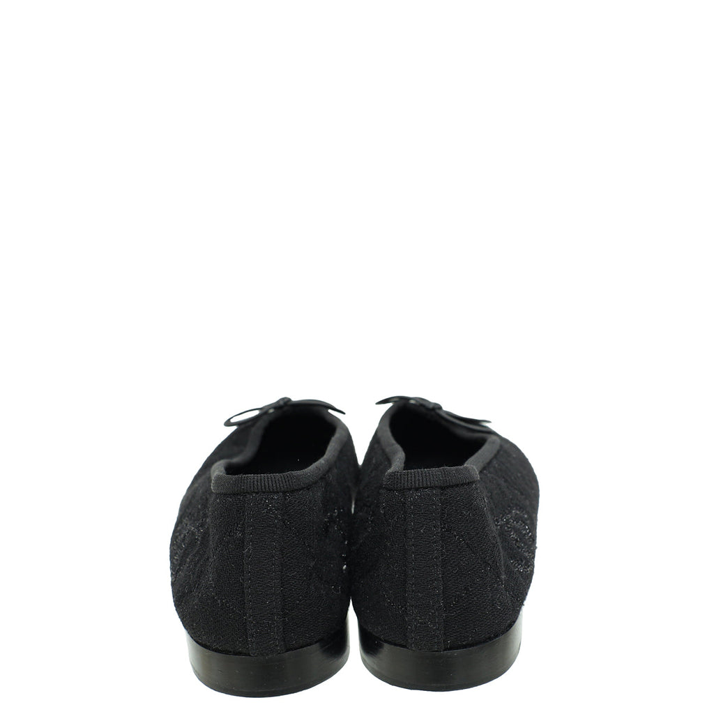 Chanel Black CC Cap Toe Jersey Flat Ballerina 36.5
