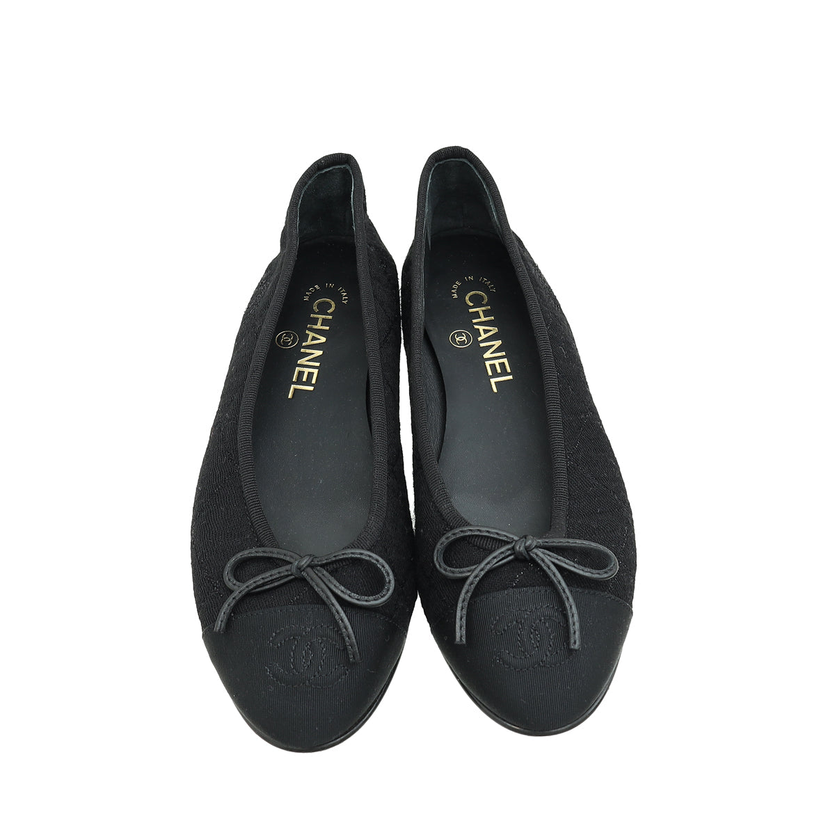 Chanel Black CC Cap Toe Jersey Flat Ballerina 36.5