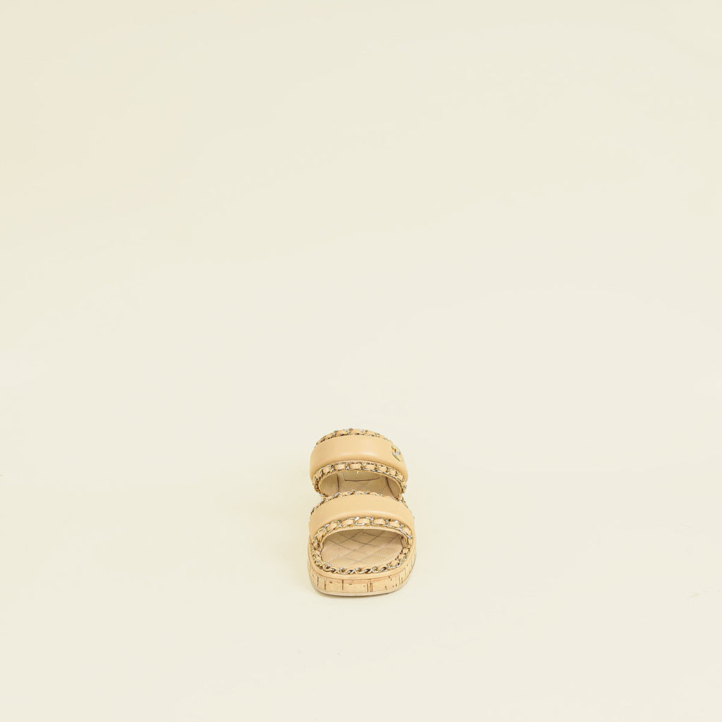 Chanel Beige CC Chain Sandal 36