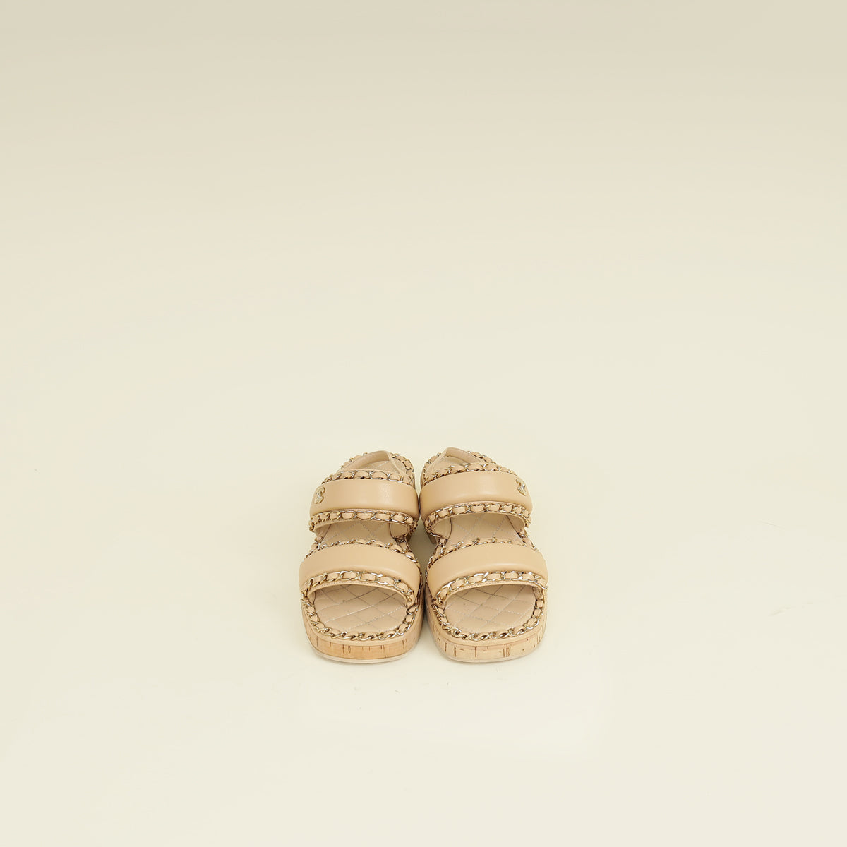 Chanel Beige CC Chain Sandal 36