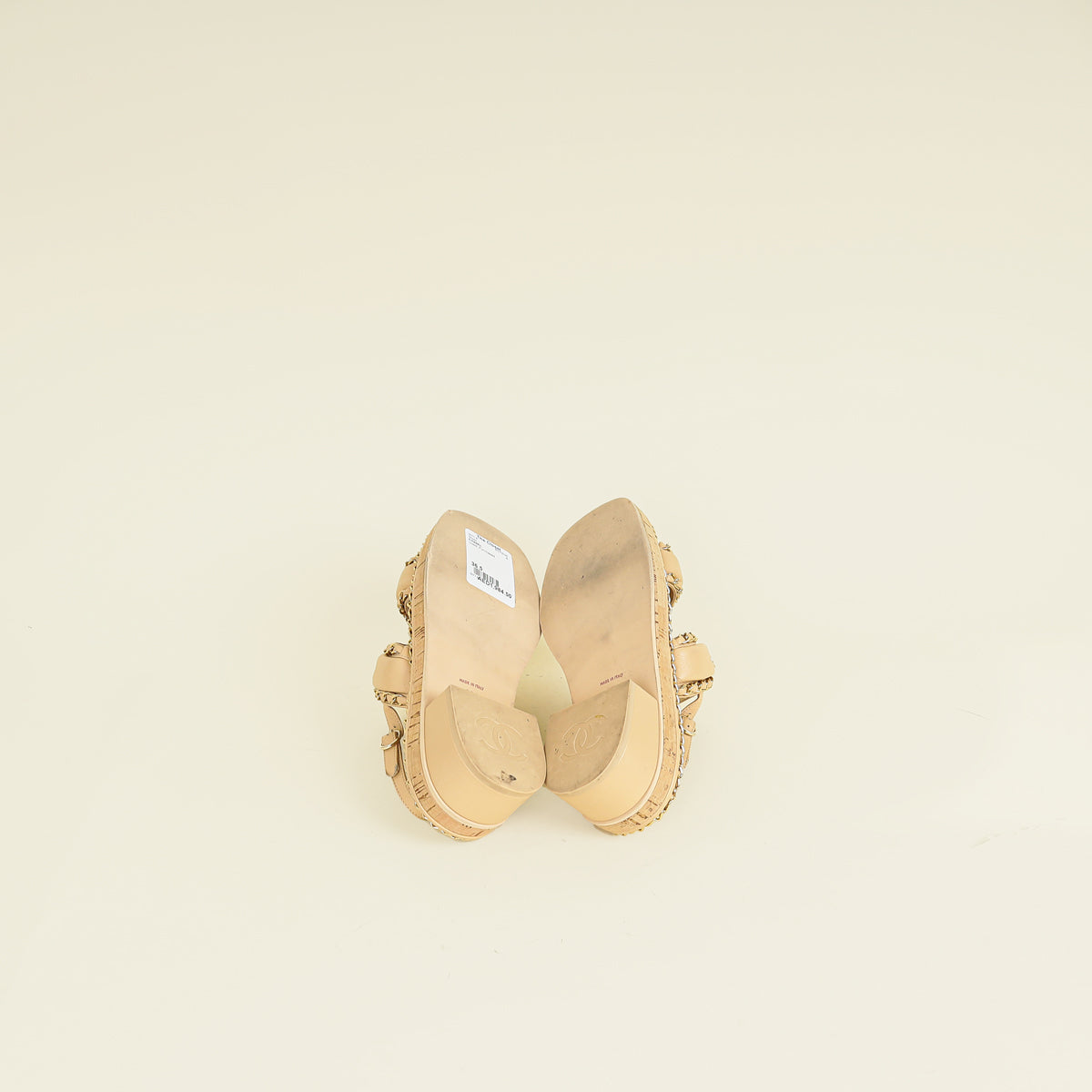 Chanel Beige CC Chain Sandal 36