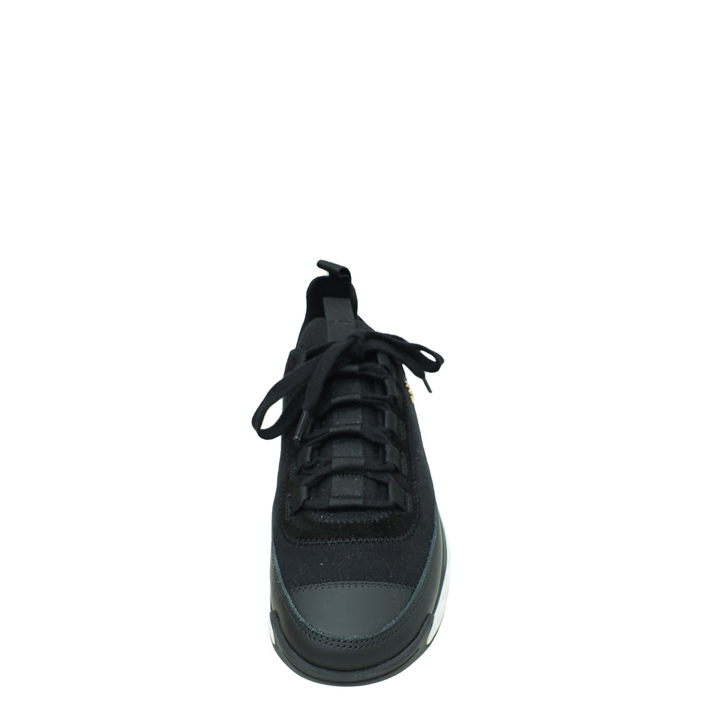Chanel Black CC Lace Up Sneakers 36.5