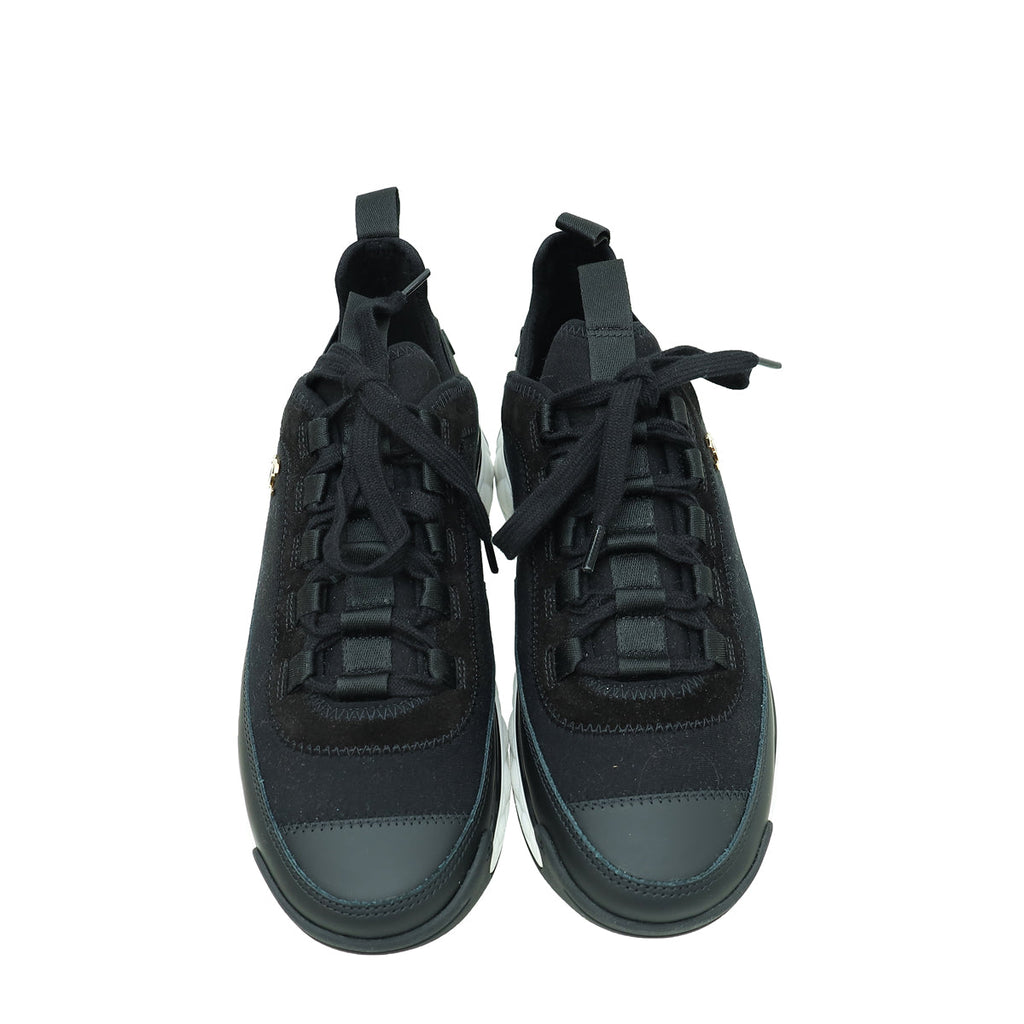 Chanel Black CC Lace Up Sneakers 36.5
