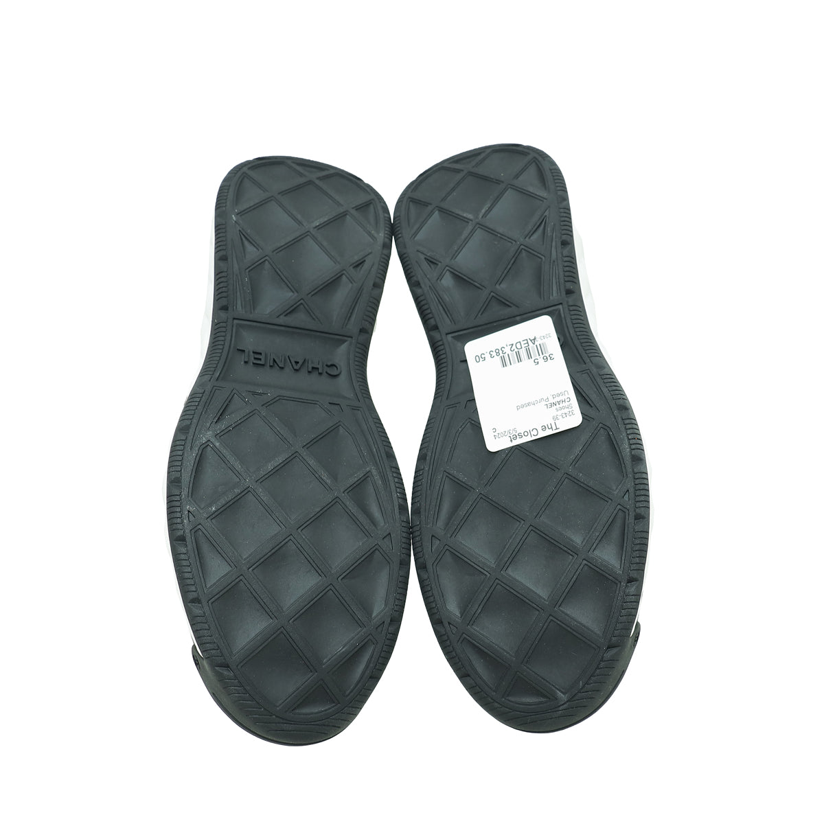 Chanel Black CC Lace Up Sneakers 36.5
