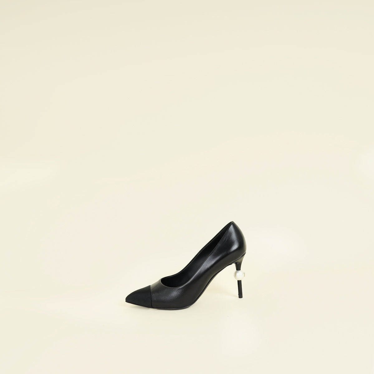Chanel Black CC Pearl Pump 36