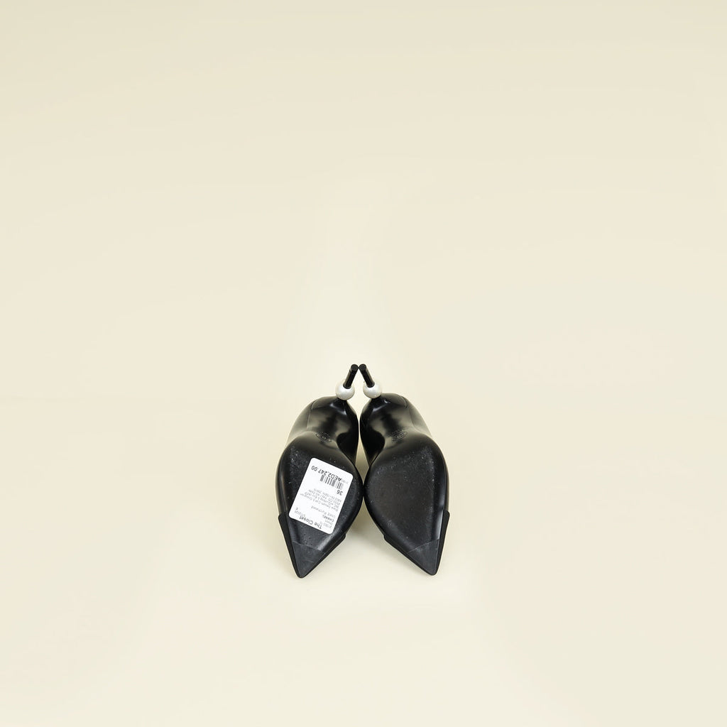 Chanel Black CC Pearl Pump 36
