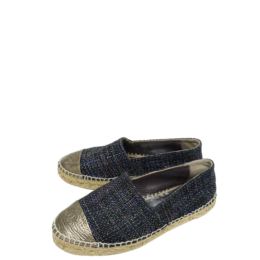 Chanel Bicolor CC Tweed Espadrille 36