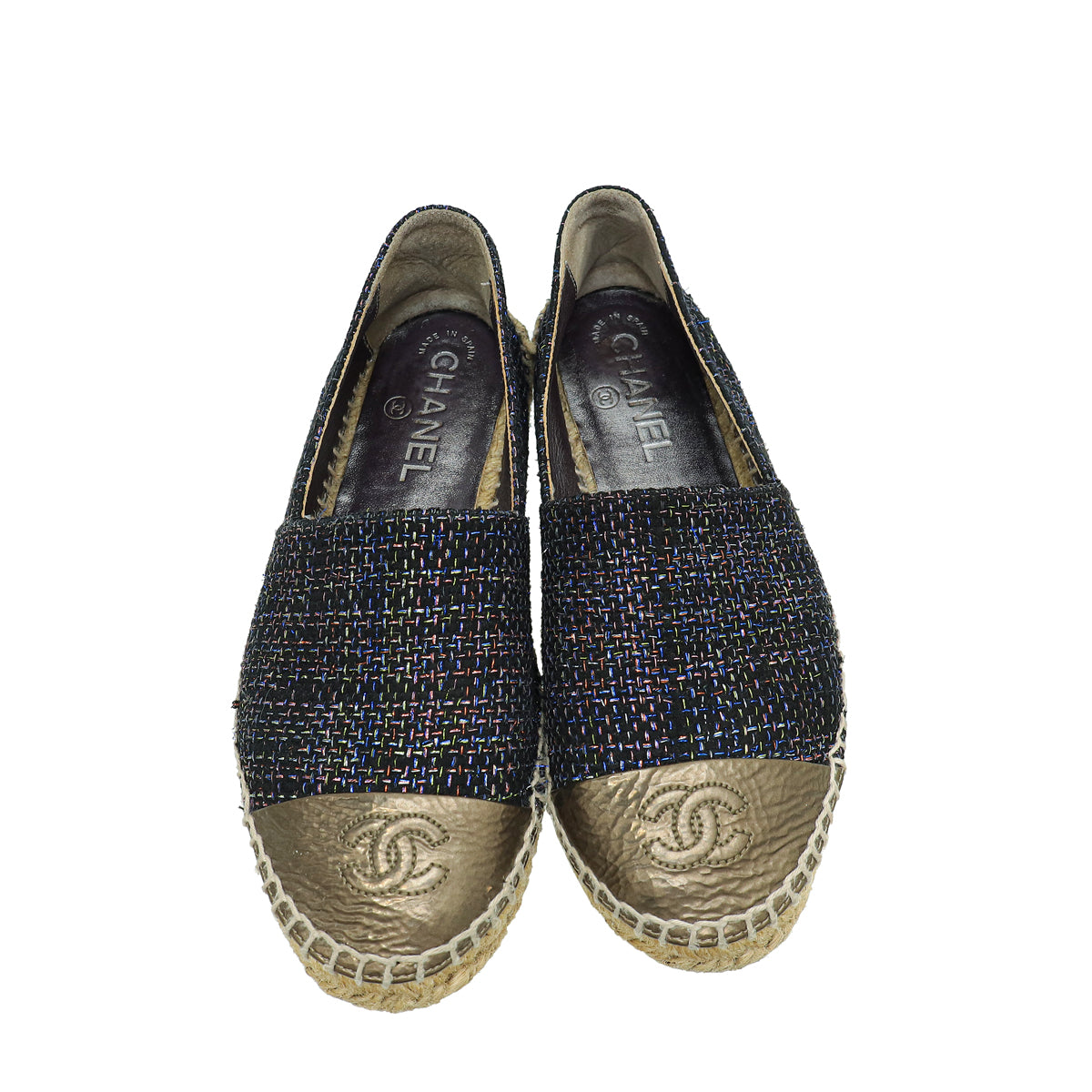 Chanel Bicolor CC Tweed Espadrille 36