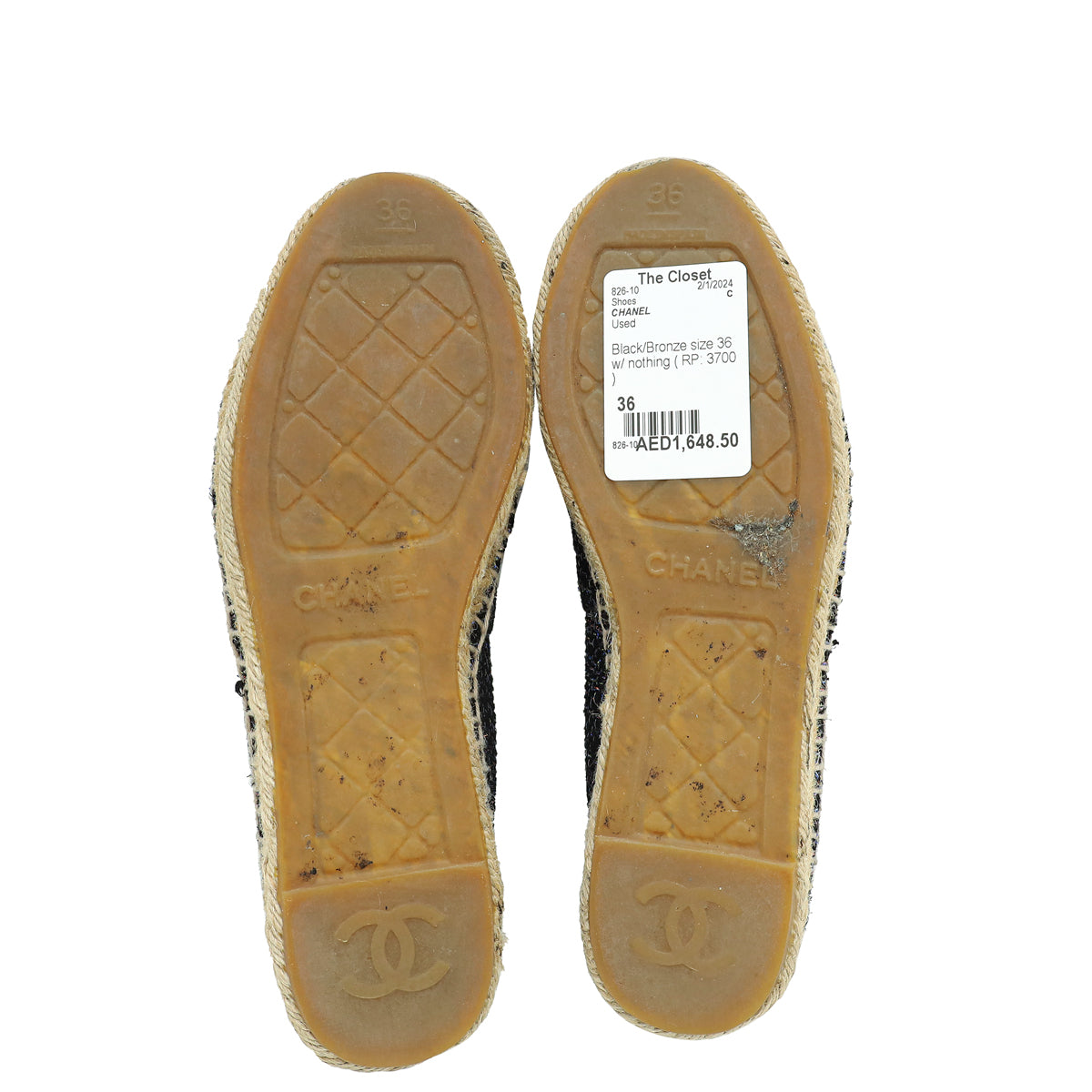 Chanel Bicolor CC Tweed Espadrille 36