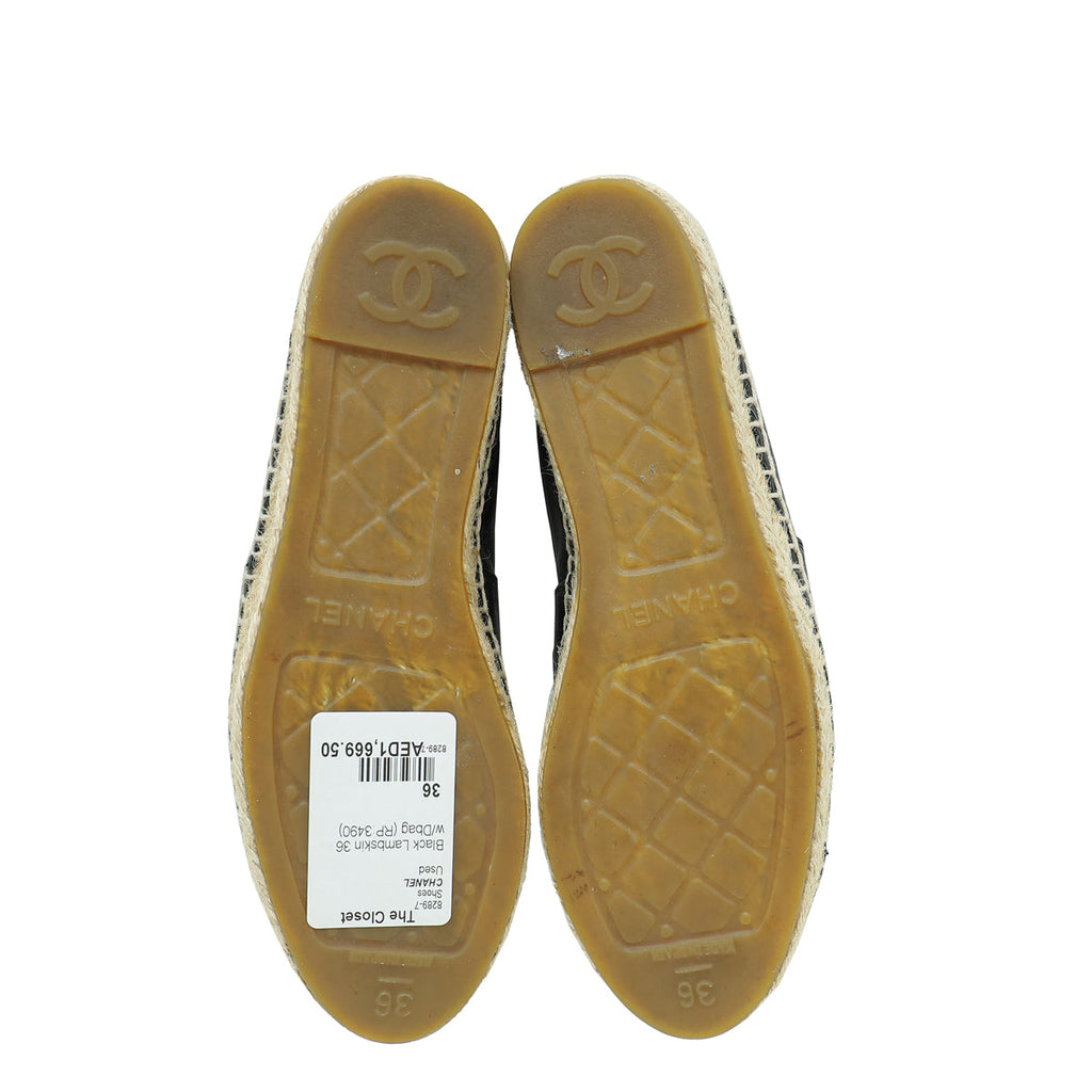 Chanel Black CC Espadrille 36